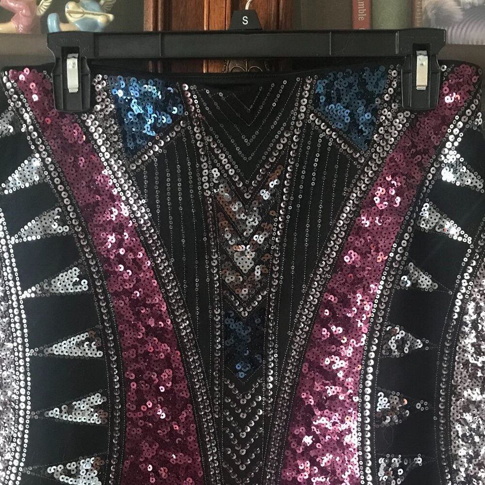 Express Geometric Multicolored Sequin Miniskirt S… - image 2